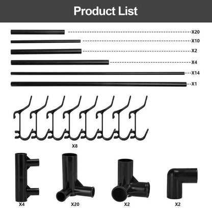 Frame tubes eight hooks and connectors package diagram