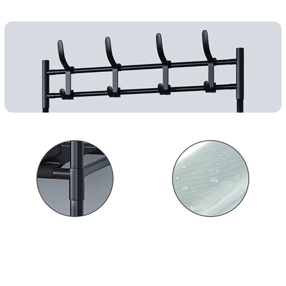 Hook rail post connector and shelf-surface details