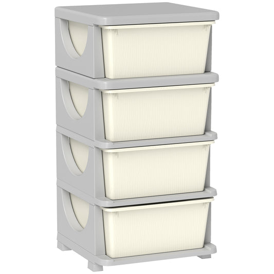Cream four-drawer plastic toy storage unit