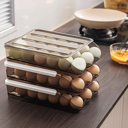 Double-Layer Egg Holder with Auto-Roll & Lid – Stores 36 Eggs-SROYAS 