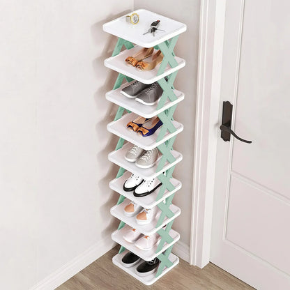 9-Tier Stackable Shoe Rack | Vertical Space-Saving Shoe Organizer for Entryway & Closet-SROYAS -Color:Blue