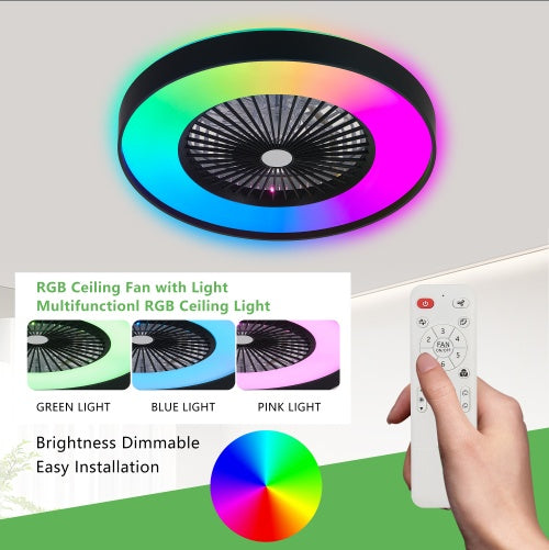 23-Inch Smart Ceiling Fan with RGB Light & Remote Control-SROYAS 
