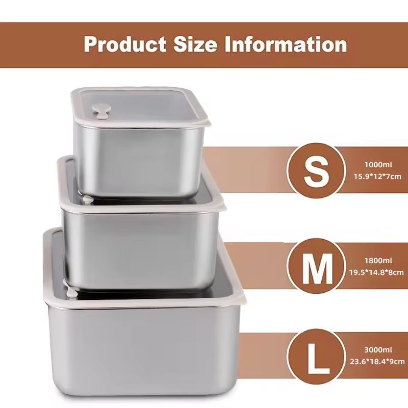 Stainless Steel Food Storage Containers – Square Meal Prep & Freezer Organizer Set-SROYAS 