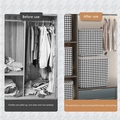 3-Piece Foldable Storage Bag Set - 100L, 140L and 180L Houndstooth for pantry food storage and kitchen organization - SROYAS