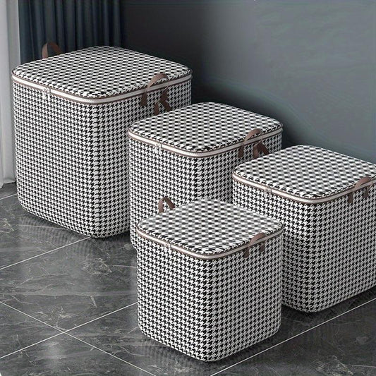 3-Piece Foldable Storage Bag Set – 100L, 140L & 180L Houndstooth-SROYAS 