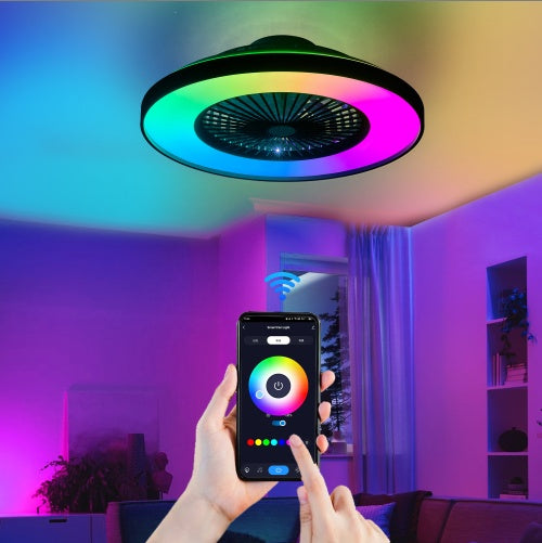 23-Inch Smart Ceiling Fan with RGB Light & Remote Control-SROYAS 