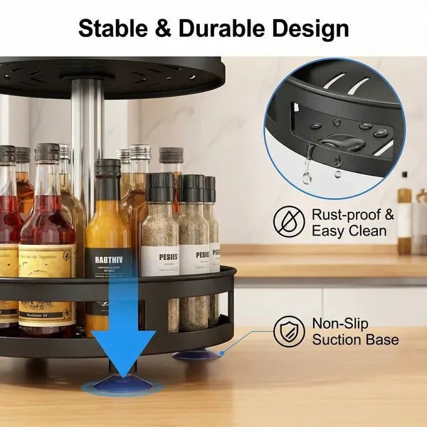3-Tier Rotating Spice Rack – 360° Carbon Steel Countertop Organizer-SROYAS 