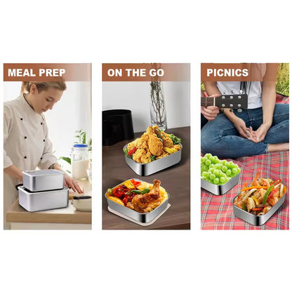 Stainless Steel Food Storage Containers – Square Meal Prep & Freezer Organizer Set-SROYAS 