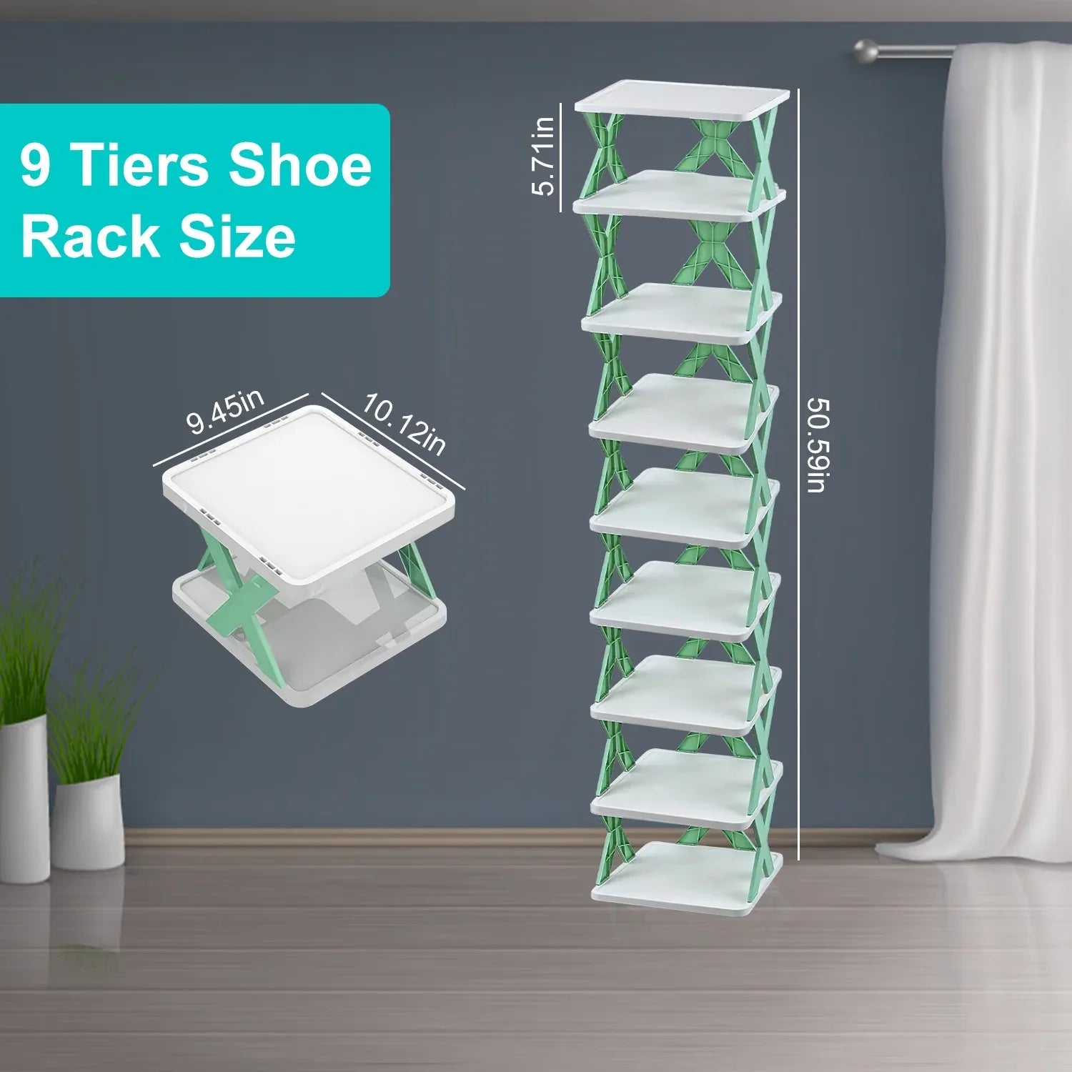 9-Tier Stackable Shoe Rack | Vertical Space-Saving Shoe Organizer for Entryway & Closet-SROYAS 