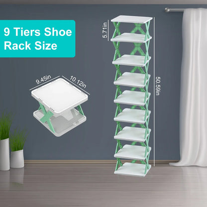 9-Tier Stackable Shoe Rack | Vertical Space-Saving Shoe Organizer for Entryway & Closet-SROYAS 