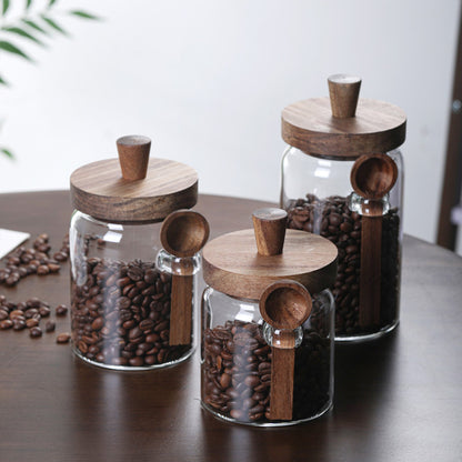 Glass Storage Jars with Spoons – Set of 3 | Airtight Borosilicate Jars for Coffee, Tea, Candy & Spices-SROYAS 
