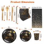 Disposable Birthday Dinnerware Set for 25 | Black and Gold view 2 for bathroom organization and vanity storage