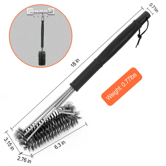 BBQ Grill Cleaning Brush – 18” Stainless Steel Scrubber-SROYAS 