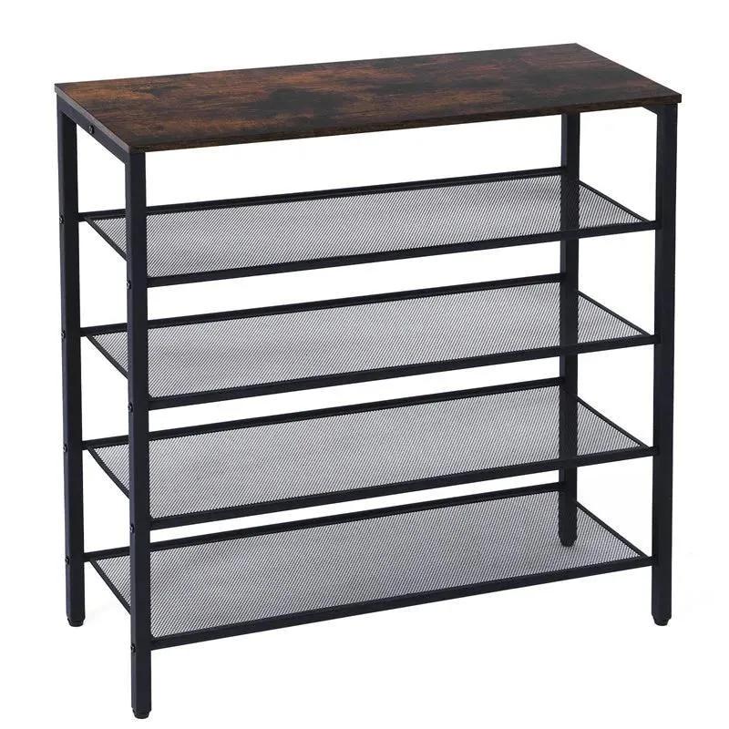 4-Tier Wooden Shoe Rack with Coat Hooks - Entryway Organizer for entryway organization and shoe storage - SROYAS