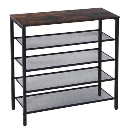 4-Tier Wooden Shoe Rack with Coat Hooks - Entryway Organizer for entryway organization and shoe storage - SROYAS