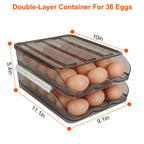 Double-Layer Egg Holder with Auto-Roll and Lid - Stores 36 Eggs view 3 for pantry food storage and kitchen organization