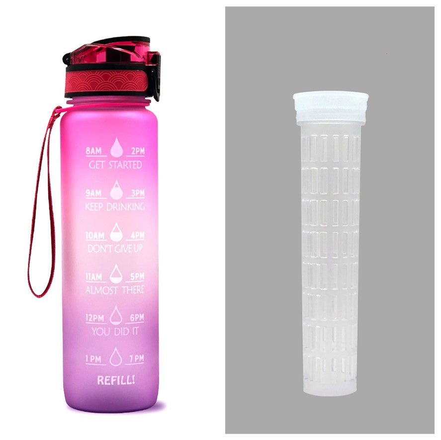 Motivational Water Bottle 1L with Time Marker - BPA Free