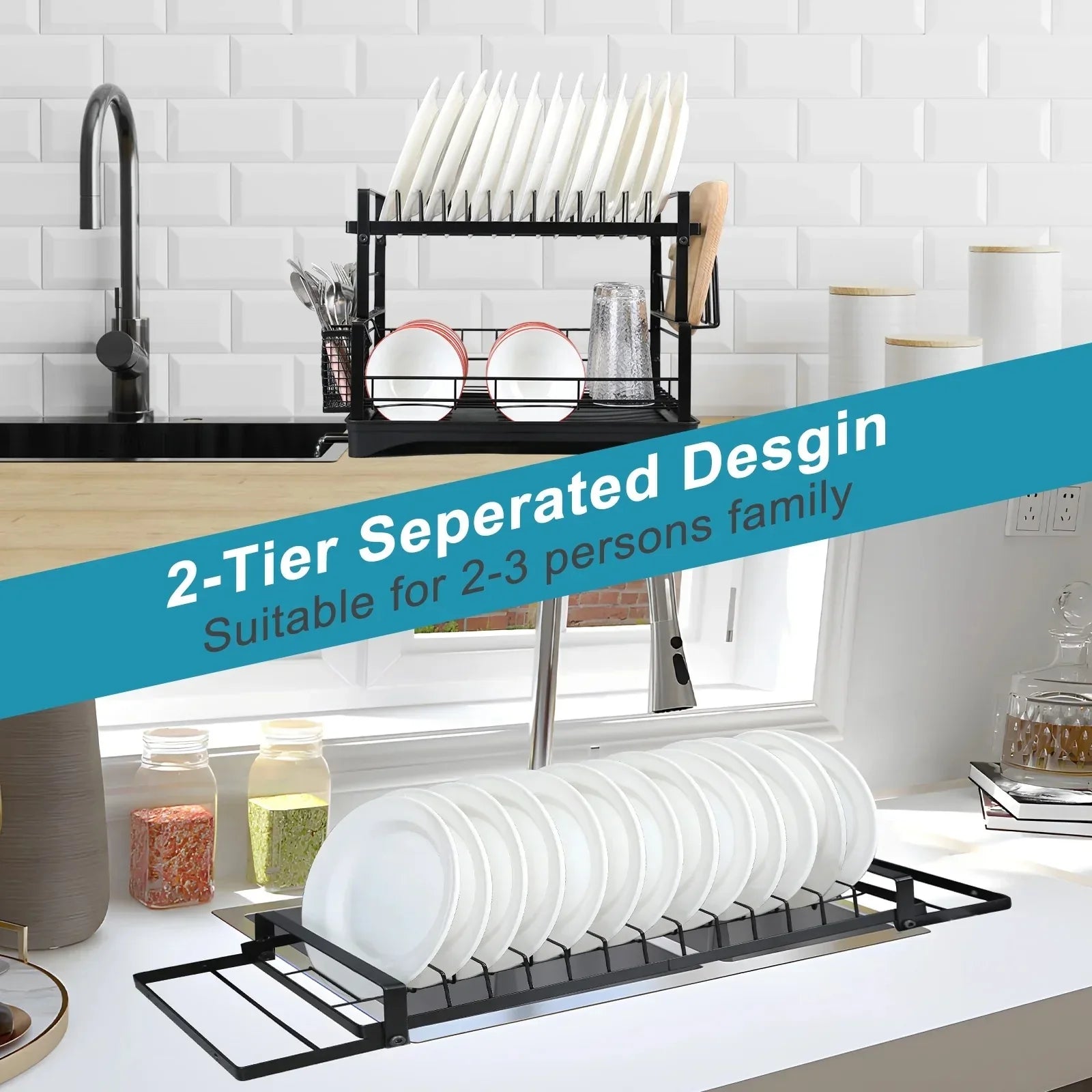 8-Tier Adjustable Pot & Pan Organizer with Dish Drying Rack-SROYAS 
