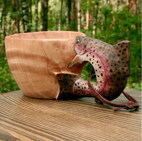 Hand Carved Wooden Mug - Unique Kuksa for Camping & Coffee-Home Essentials Products-SROYAS 