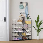 Entryway Shoe Rack with Coat Hooks and Shelves for entryway organization and shoe storage