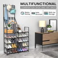 Entryway Shoe Rack with Coat Hooks and Shelves view 4 for entryway organization and shoe storage