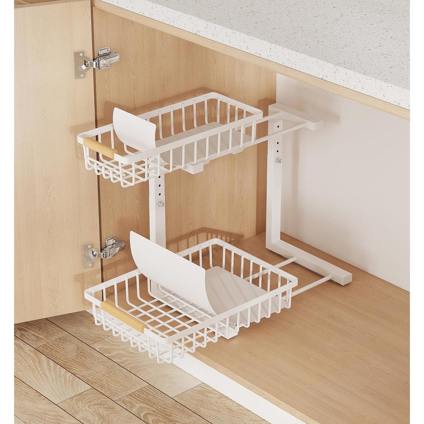 Under Sink Pull-Out Organizer – L-Shaped, 5-Level Adjustable Height-SROYAS 