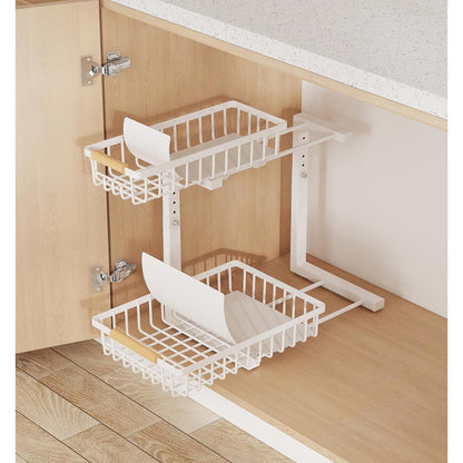 Under Sink Pull-Out Organizer – L-Shaped, 5-Level Adjustable Height-SROYAS 