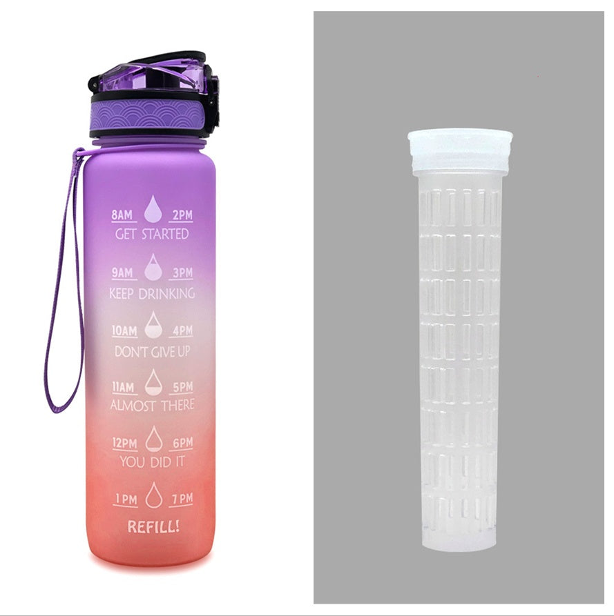 Motivational Water Bottle 1L with Time Marker - BPA Free