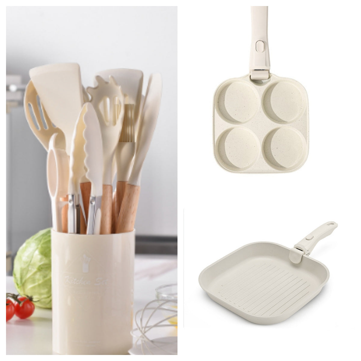 Silicone Kitchenware with Wooden Handle - Heat Resistant-Home Essentials Products-SROYAS 