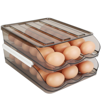 Double-Layer Egg Holder with Auto-Roll & Lid – Stores 36 Eggs-SROYAS 