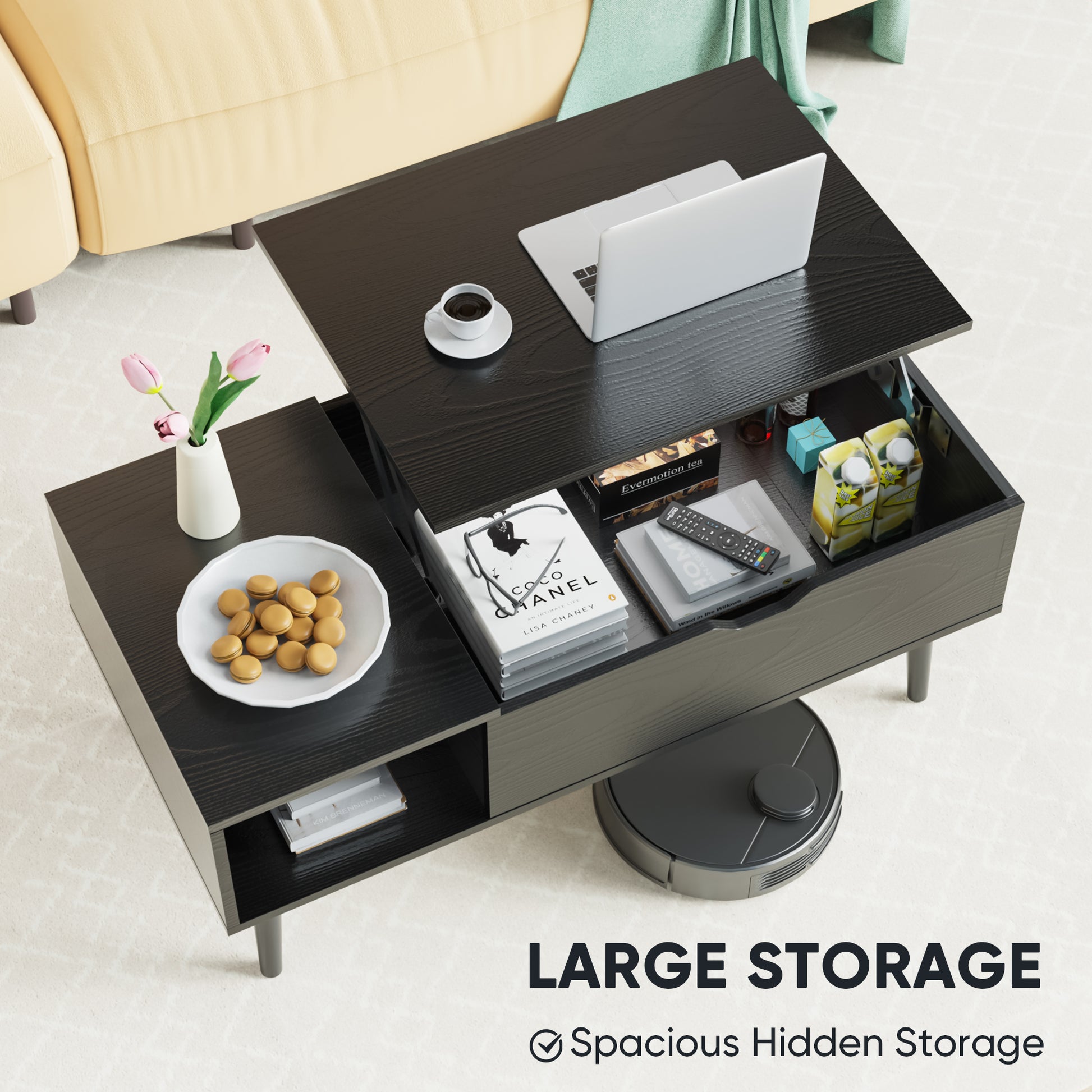 Lift Top Coffee Table with Hidden Storage – Modern Living Room Table-SROYAS 