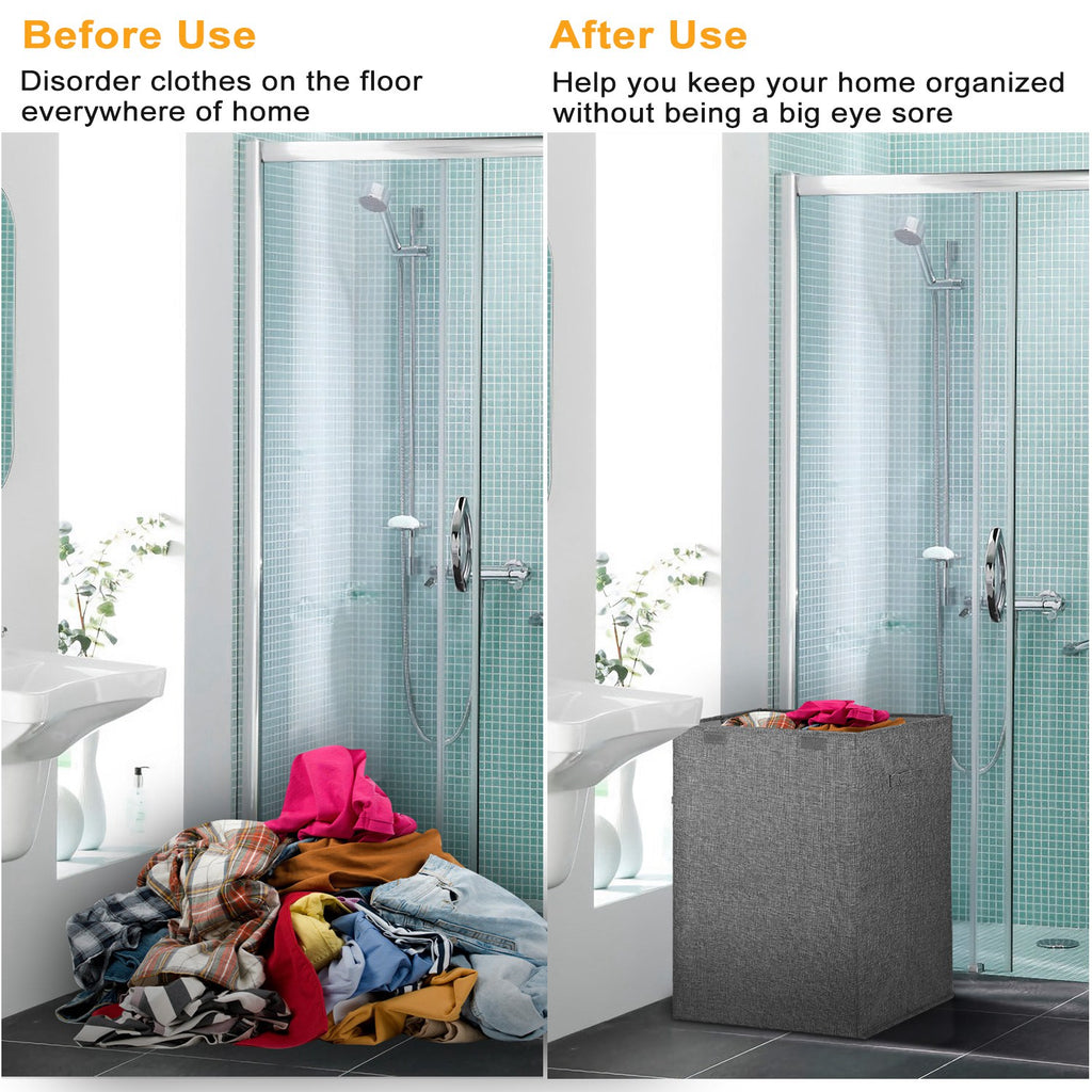 Foldable Laundry Hamper with Lid and Handles view 4 for laundry room organization and clothes storage
