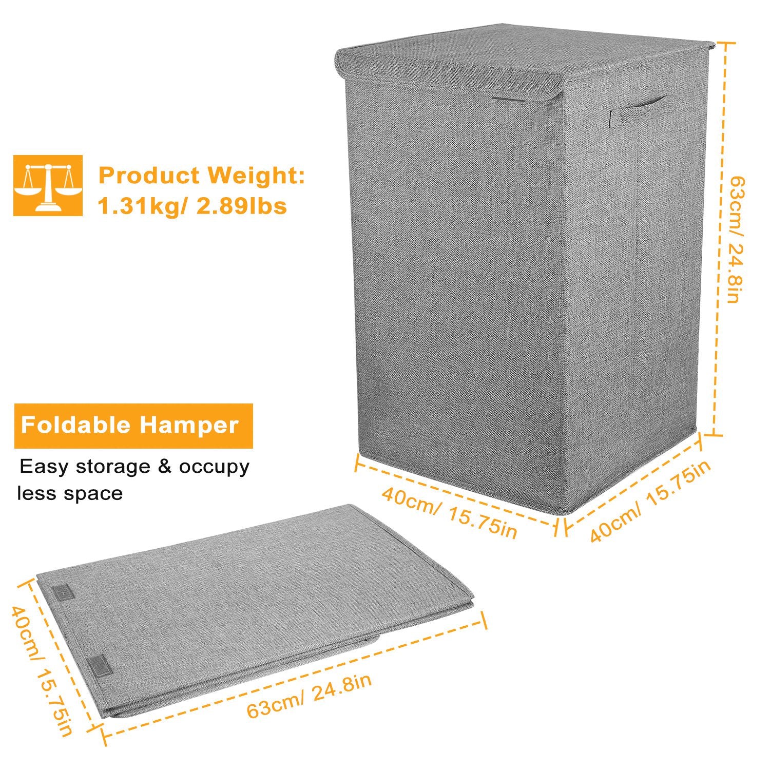 Foldable Laundry Hamper with Lid and Handles view 8 for laundry room organization and clothes storage