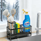 Kitchen Sink Caddy and Sponge Holder with Swivel Drain Spout for bathroom organization and vanity storage