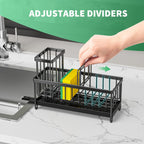 Kitchen Sink Caddy and Sponge Holder with Swivel Drain Spout view 2 for bathroom organization and vanity storage