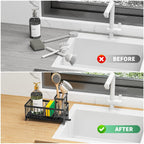 Kitchen Sink Caddy and Sponge Holder with Swivel Drain Spout view 5 for bathroom organization and vanity storage