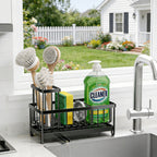 Kitchen Sink Caddy and Sponge Holder with Swivel Drain Spout view 7 for bathroom organization and vanity storage