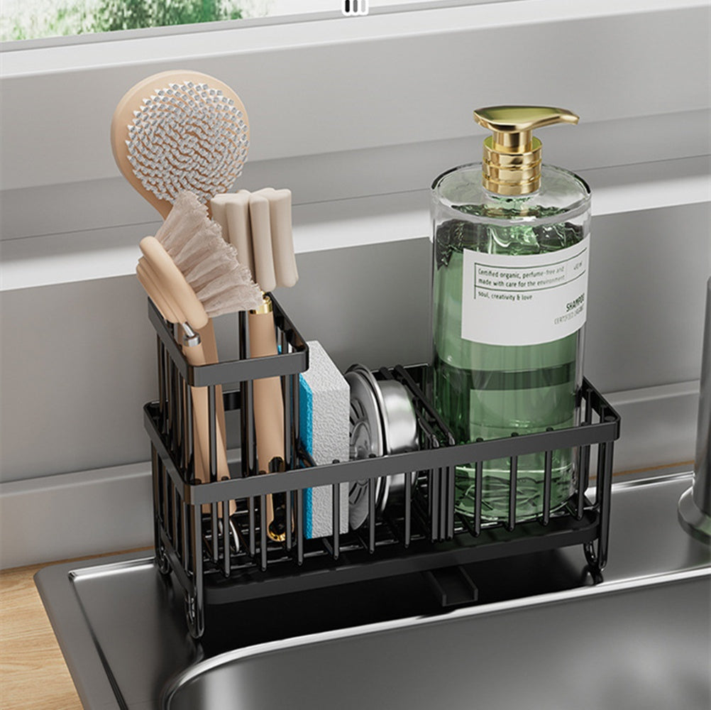 Kitchen Sink Caddy and Sponge Holder with Swivel Drain Spout view 8 for bathroom organization and vanity storage