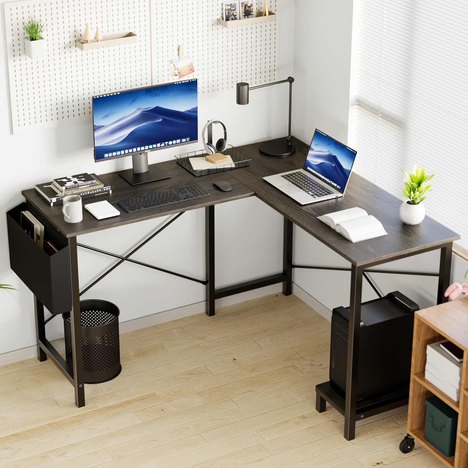 L-Shaped Corner Computer Gaming Desk view 3 for closet and bedroom storage