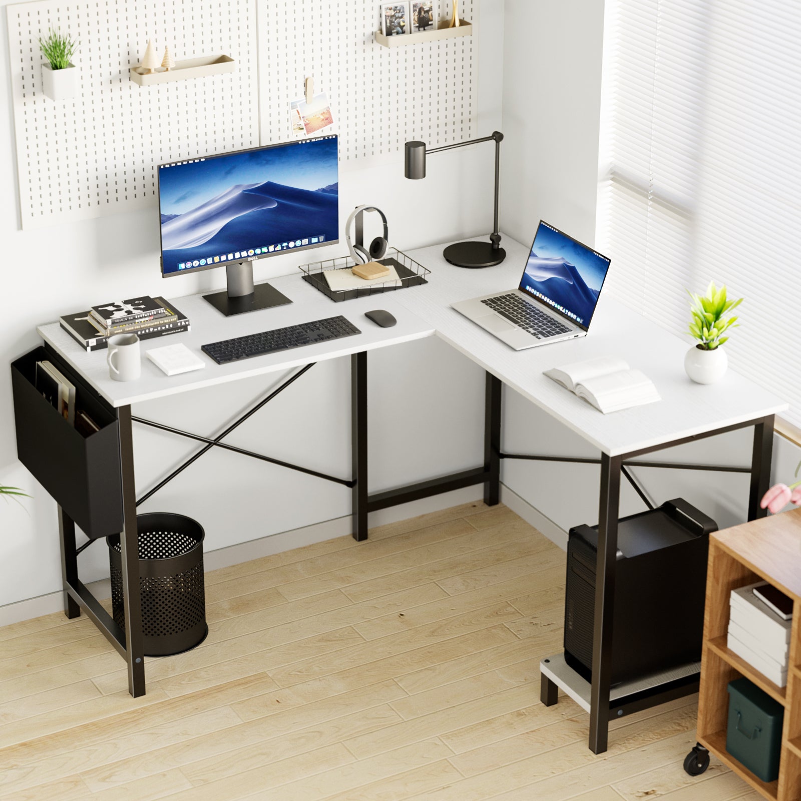 L-Shaped Corner Computer Gaming Desk view 4 for closet and bedroom storage