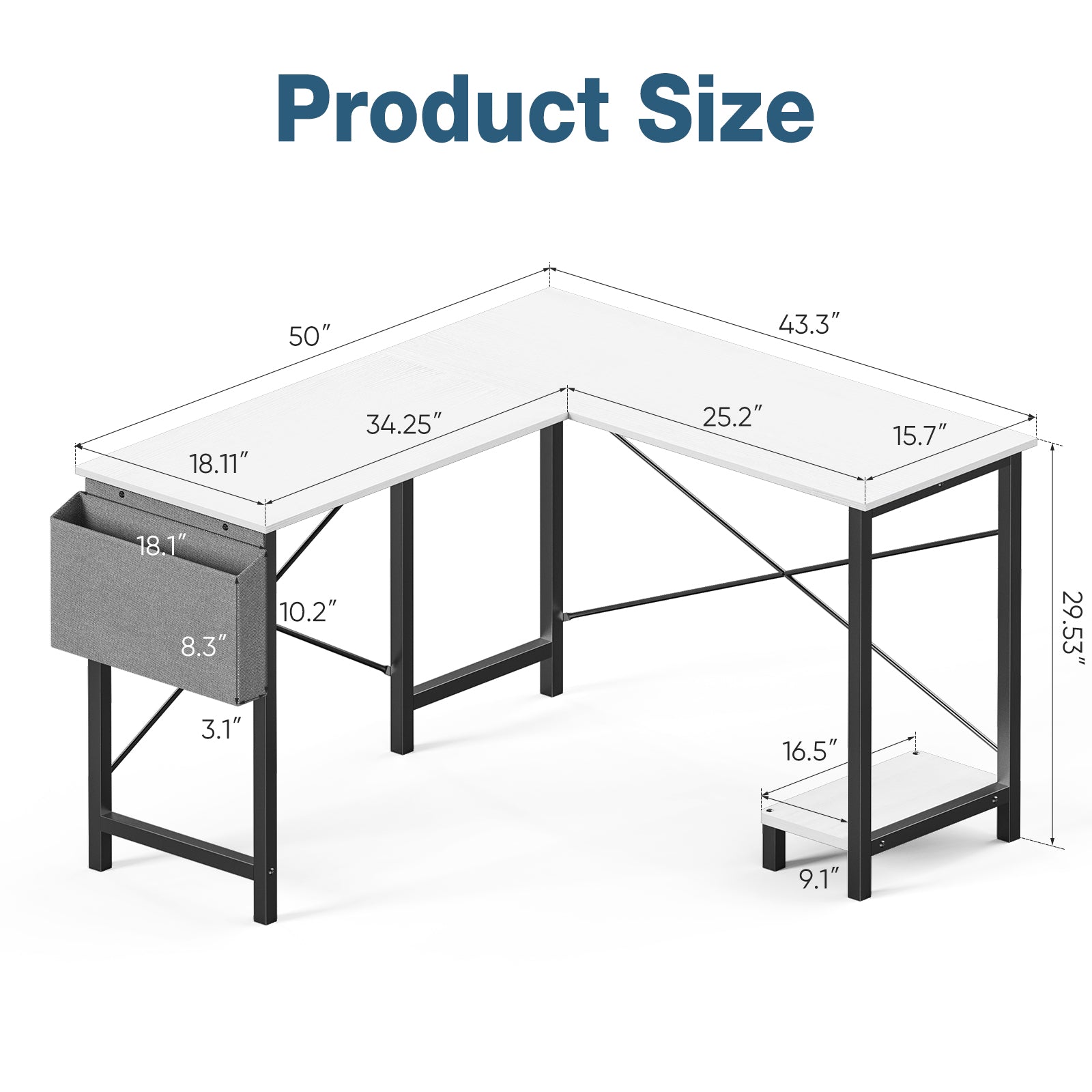 L-Shaped Corner Computer Gaming Desk view 5 for closet and bedroom storage
