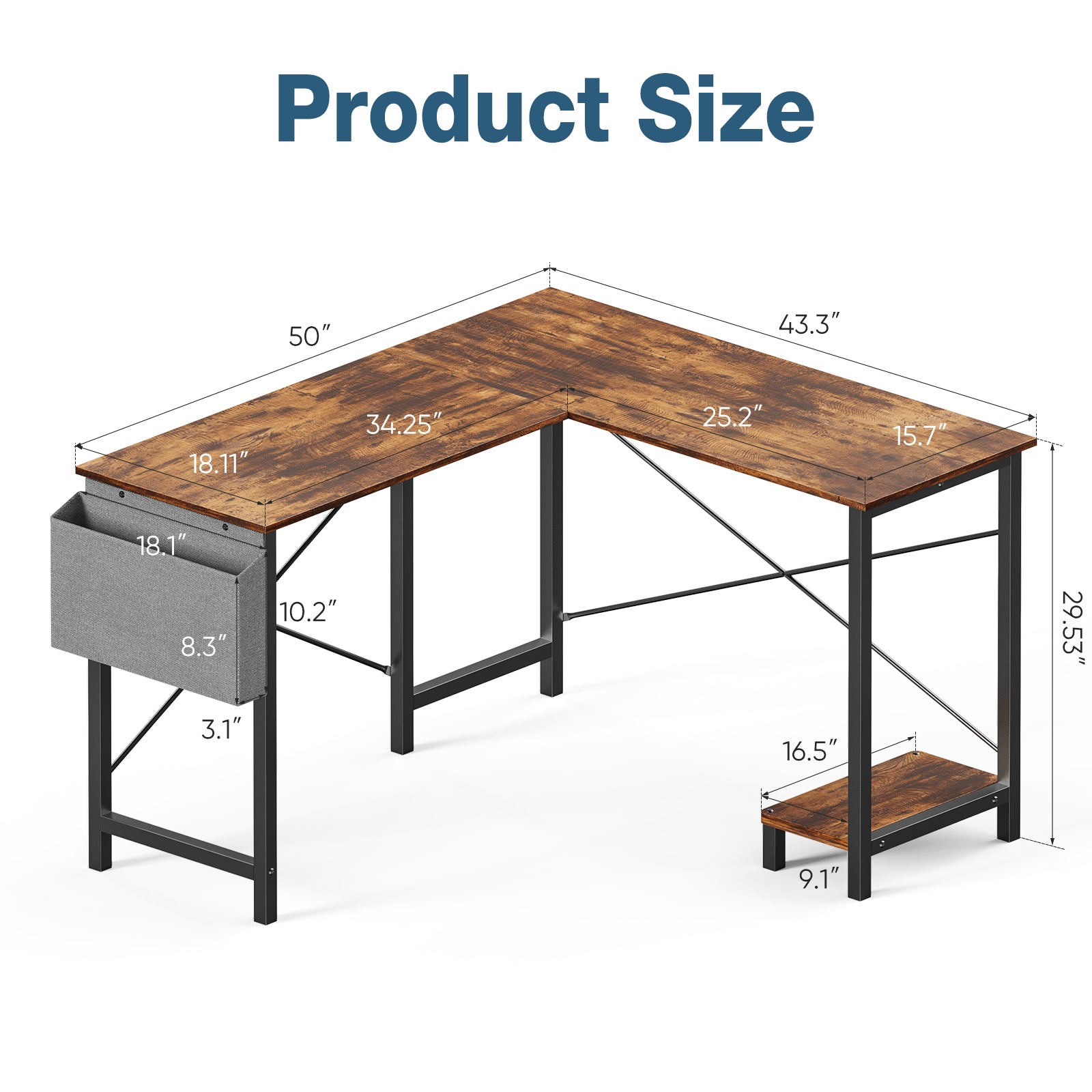 L-Shaped Corner Computer Gaming Desk view 7 for closet and bedroom storage