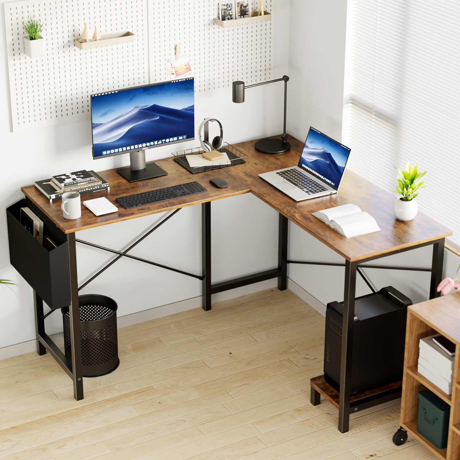 L-Shaped Corner Computer Gaming Desk view 11 for closet and bedroom storage