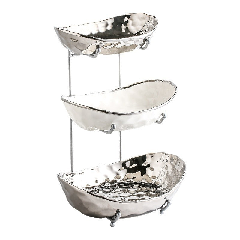 Luxury Ceramic Tiered Fruit Bowl Tray view 2 for kitchen organization and cabinet storage