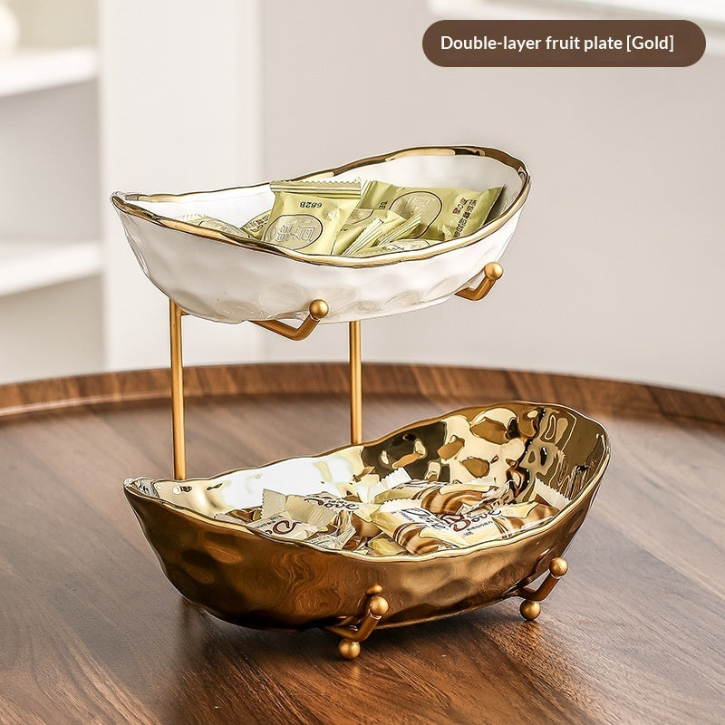 Luxury Ceramic Tiered Fruit Bowl Tray view 3 for kitchen organization and cabinet storage