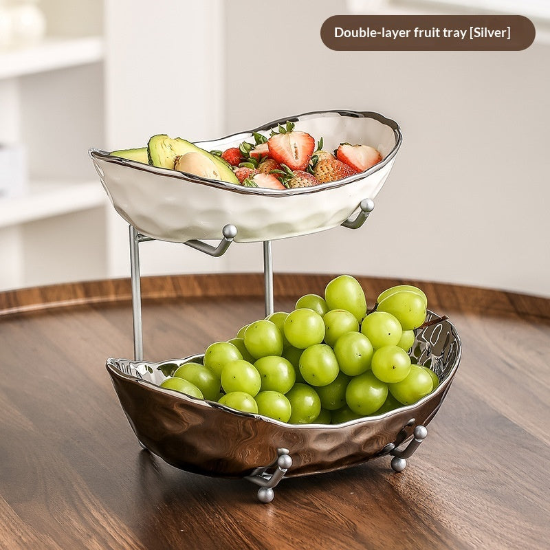 Luxury Ceramic Tiered Fruit Bowl Tray view 4 for kitchen organization and cabinet storage