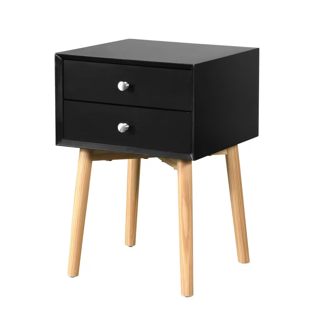 Mid-Century Nightstand with 2 Drawers and Wood Legs view 5 for closet and bedroom storage