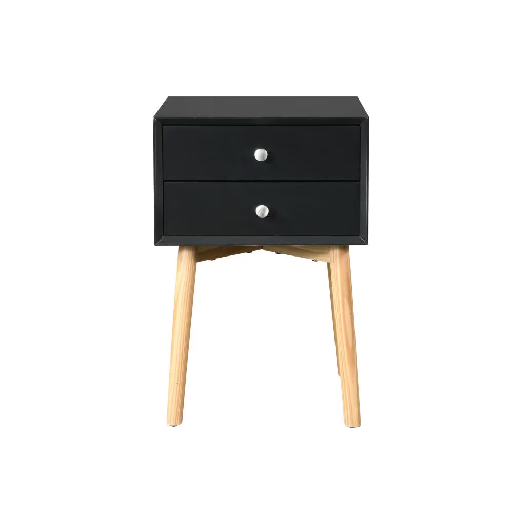 Mid-Century Nightstand with 2 Drawers and Wood Legs view 7 for closet and bedroom storage