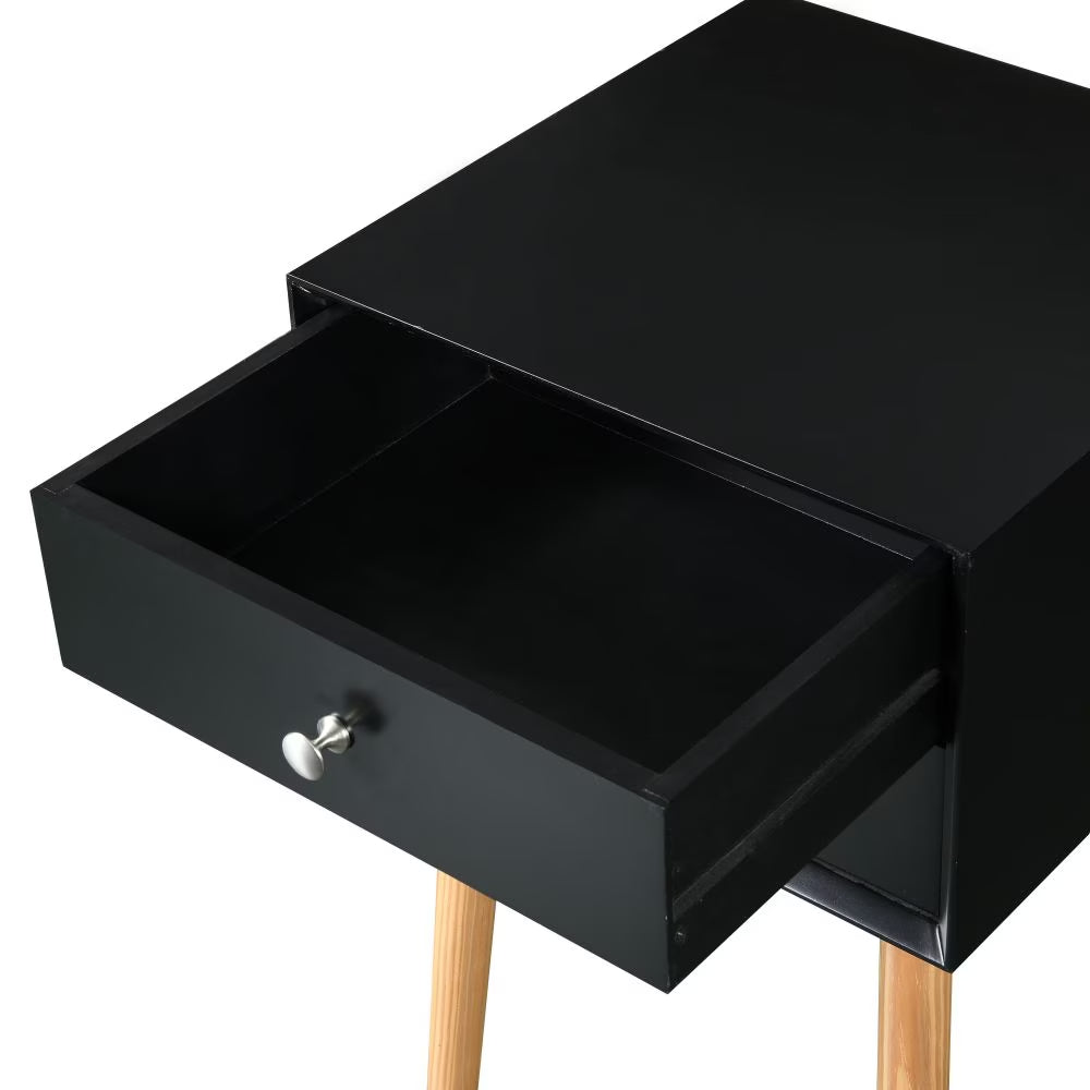 Mid-Century Nightstand with 2 Drawers and Wood Legs view 8 for closet and bedroom storage