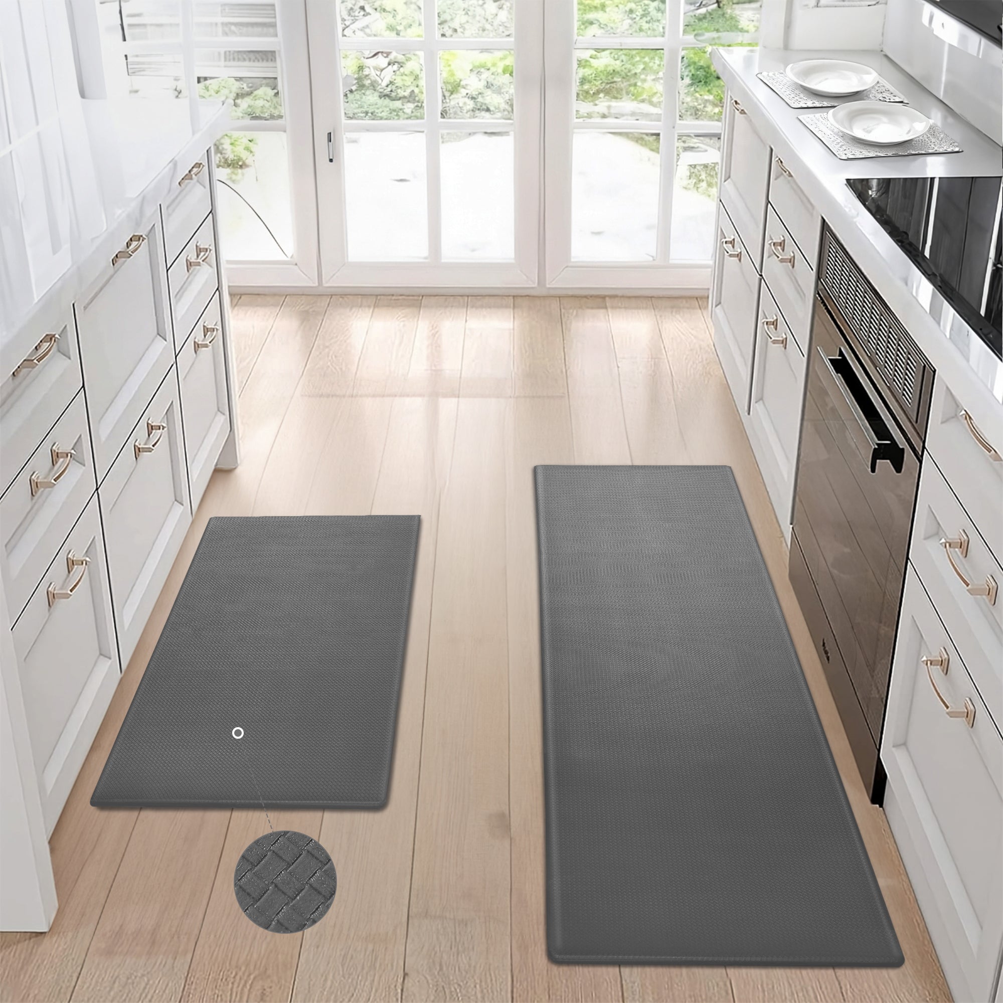 Non-Slip Waterproof Kitchen Floor Mat 2-Piece Set view 5 for kitchen organization and cabinet storage